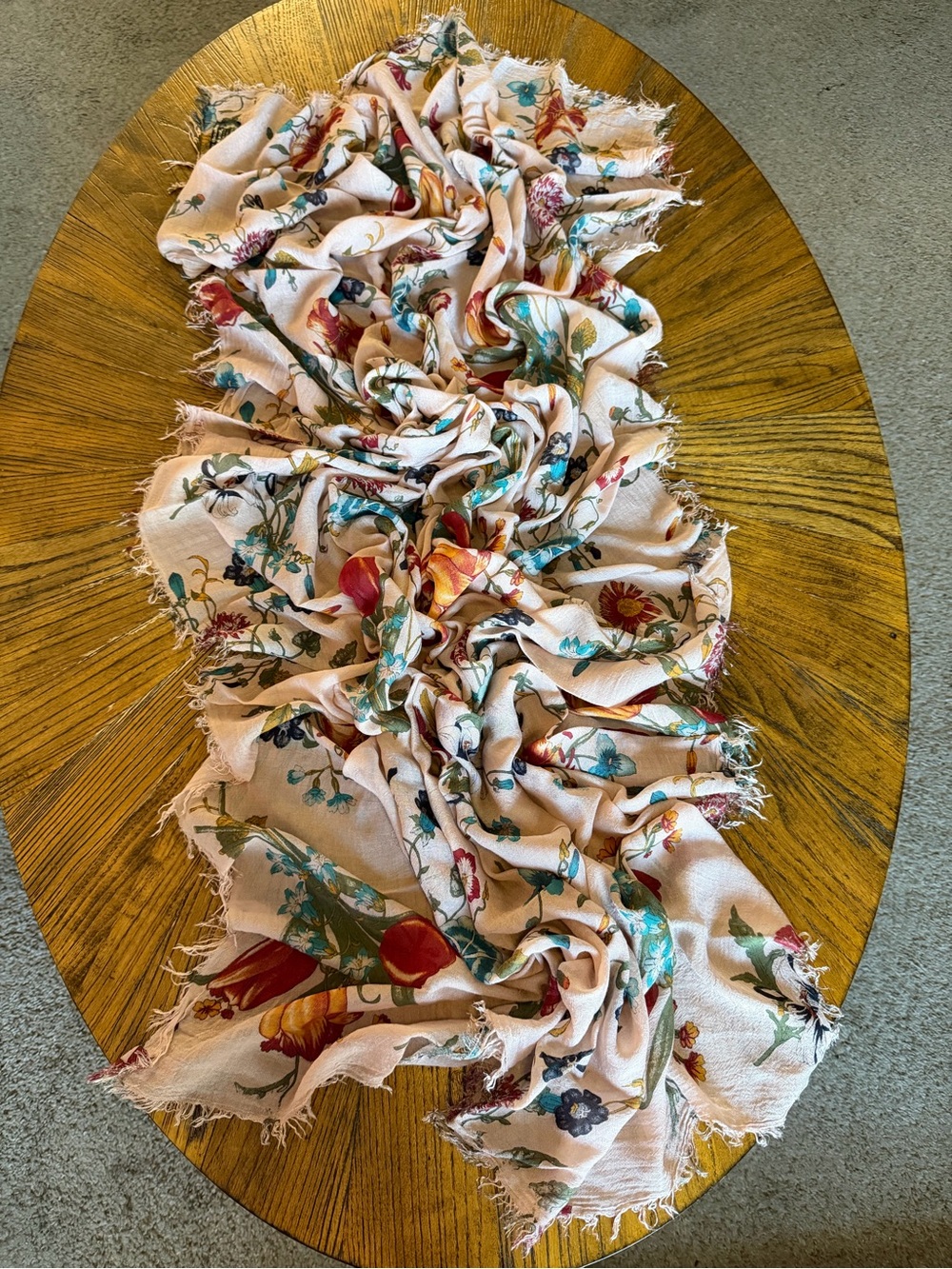 Nardi & Tagliaferri Floral Print Lightweight Scarf in Blush Pink Made in Italy